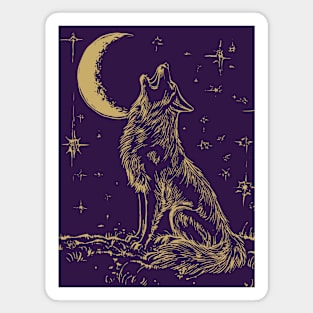 Howling Wolf at Night - Neo Folk Boho Style Magnet